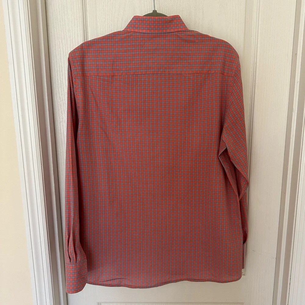 Bachrach Mens Shirt Long Sleeve Button Down Dress Plaid Orange/Pink/Blue, Sz M